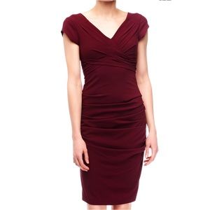 BCBGMaxazria Vita Ruched Sheath Dress in Bordeaux